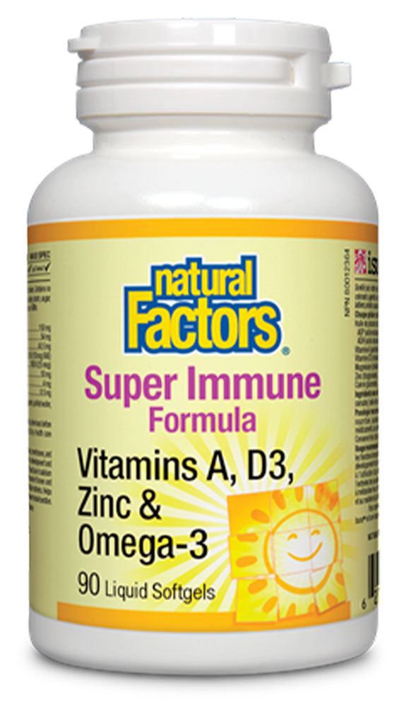 NATURAL FACTORS Super Immune Formula Vitamins A, D3, Zinc & Omega-3 (90 liquid sgels)
