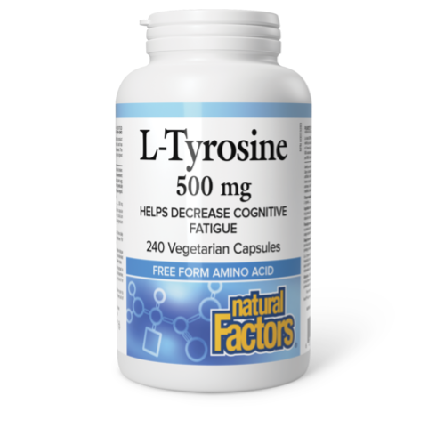 x NATURAL FACTORS L-Tyrosine 500mg (240 Vegetarian Capsules)
