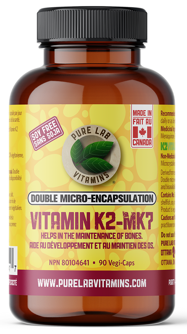 Bottle of Pure Lab Vitamins Vitamin K2-MK7 on a white background