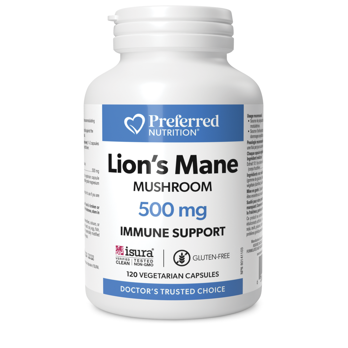 PREFERRED NUTRITION Lion's  Mane 500mg 120 Vegetarian Capsules