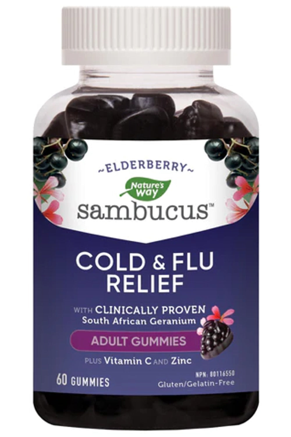 NATURES WAY Sambucus Cold & Flu Relief (60 Adult Gummies)