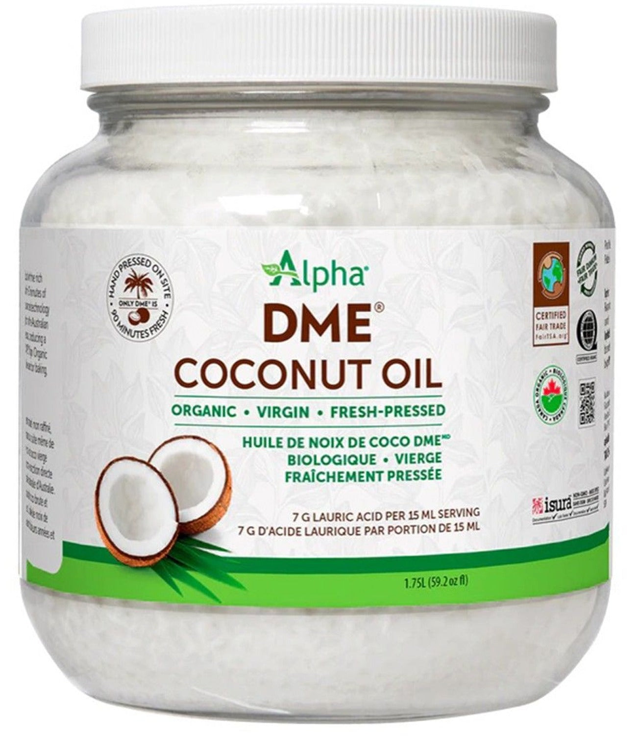 ALPHA HEALTH DME Raw Organic Virgin Coconut Oil (1.75 L)
